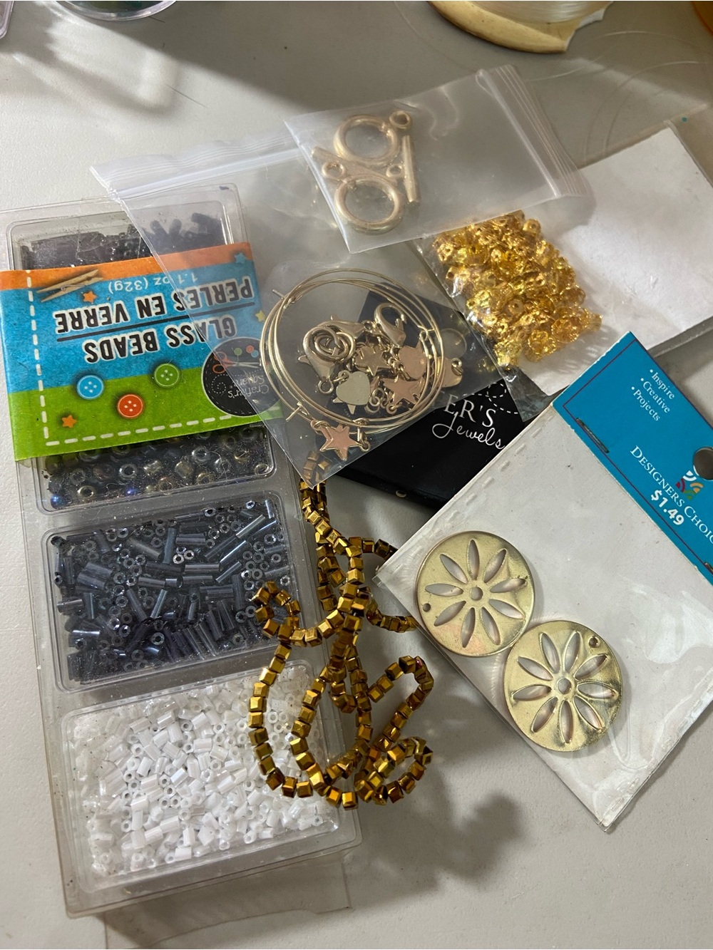 Gold Bead and Charm Party Jewelry Kit - jewelry Supplies